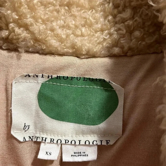 Anthropologie Sherpa pink/tan teddy jacket XS - Picture 12 of 15